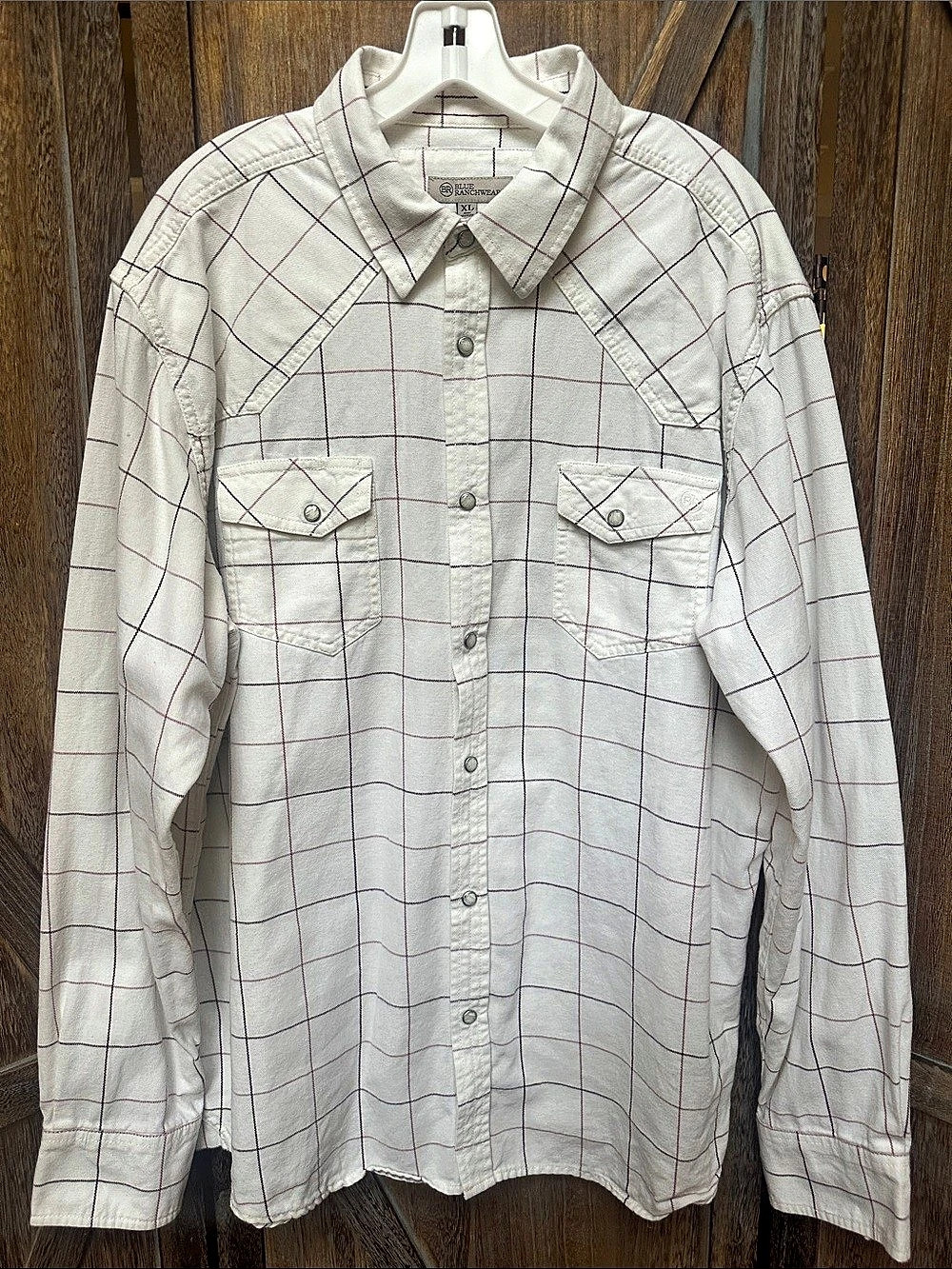 Blue Ranchwear Men's Plaid Cotton Snap Button Long Sleeve Shirt Men’s Size XL